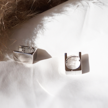 Square Rebel Silver Earring