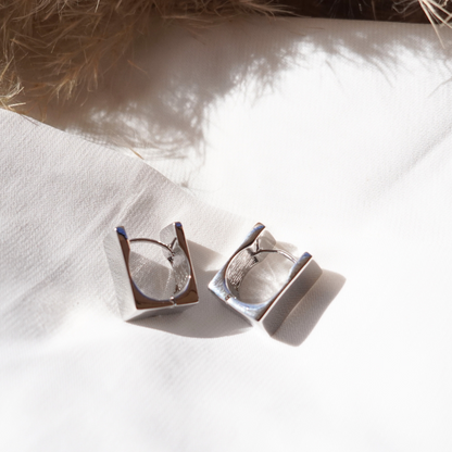 Square Rebel Silver Earring